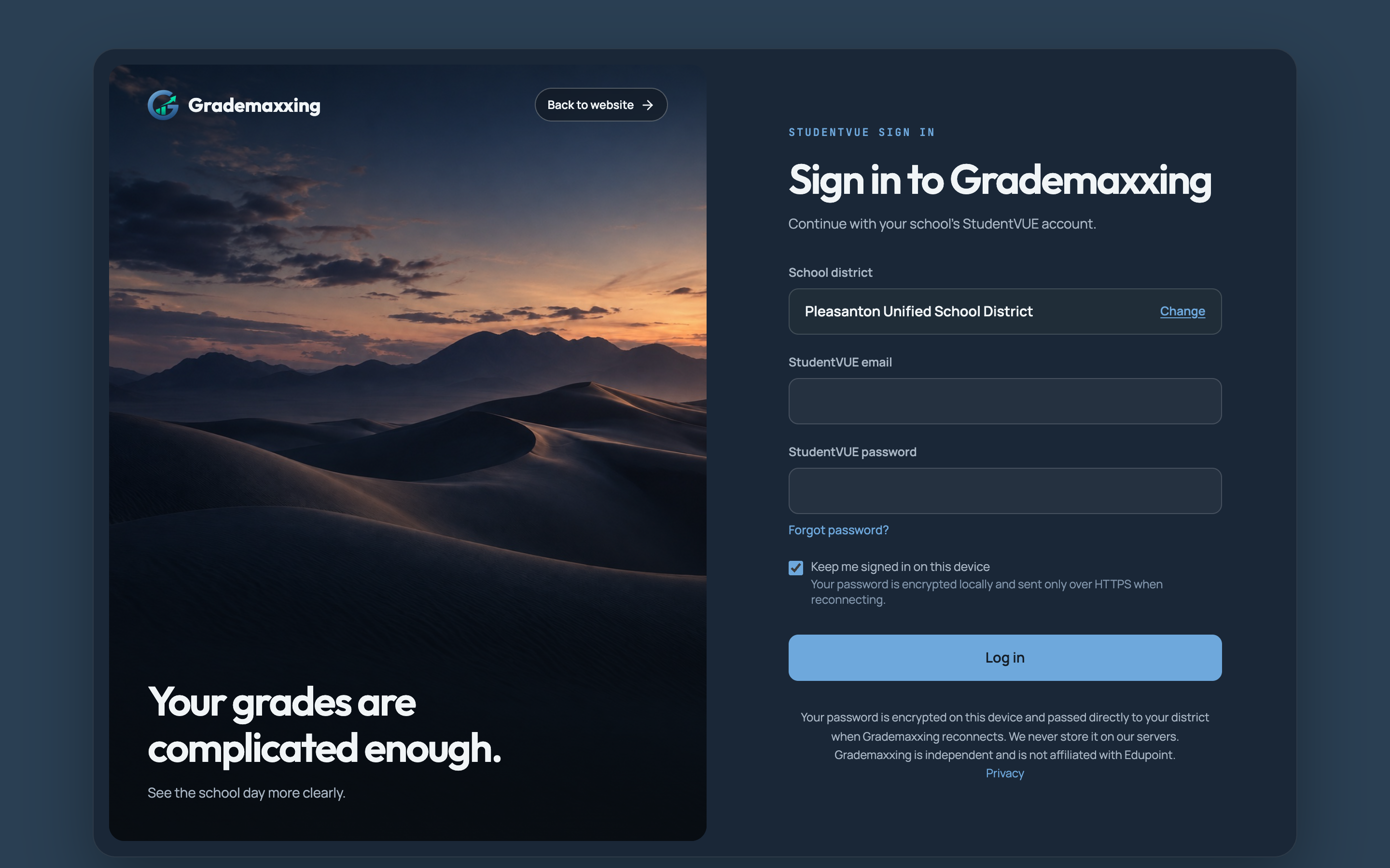 Connect StudentVUE — synthetic app preview